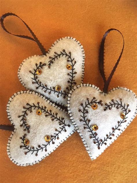 felt heart ornaments